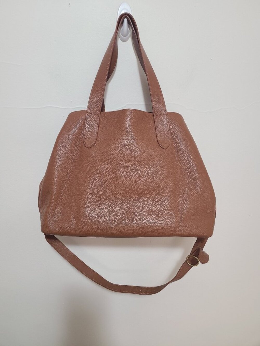 Cuyana Zippered Satchel Brown Pebble Leather